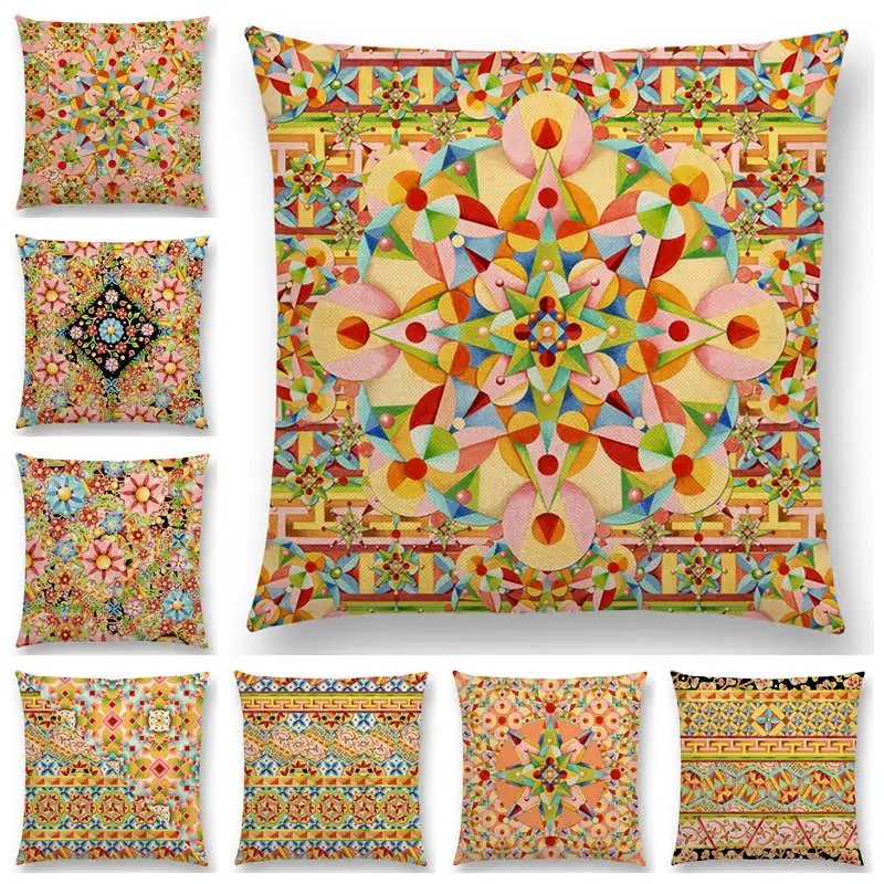 Arabesque Carousel Confection Bijoux Mandala Plaid Boho Chic Millefiori Gypsy Caravan Stripe Cushion Cover Sofa Pillow Case
Arabesque Carousel Confection Bijoux Mandala Plaid Boho Chic Millefiori Gypsy Caravan Stripe Cushion Cover Sofa Pillow Case