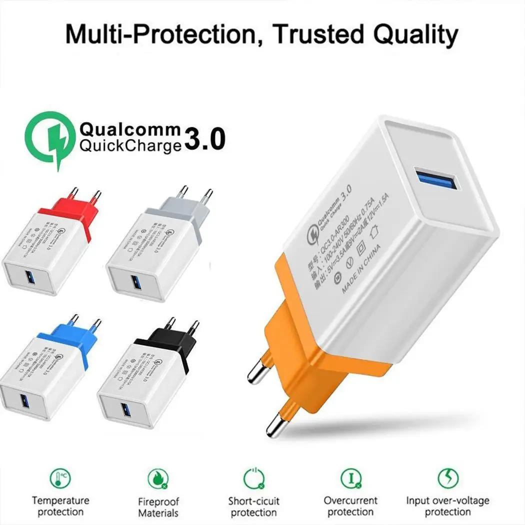 QC 3.0 USB Wall Charger Smart Voltage Control Charging Mobile Phone Fast 5V 3.5A, 9V 2A, 12V 1.5A EU, Charger
QC 3.0 USB Wall Charger Smart Voltage Control Charging Mobile Phone Fast 5V 3.5A, 9V 2A, 12V 1.5A EU, Charger