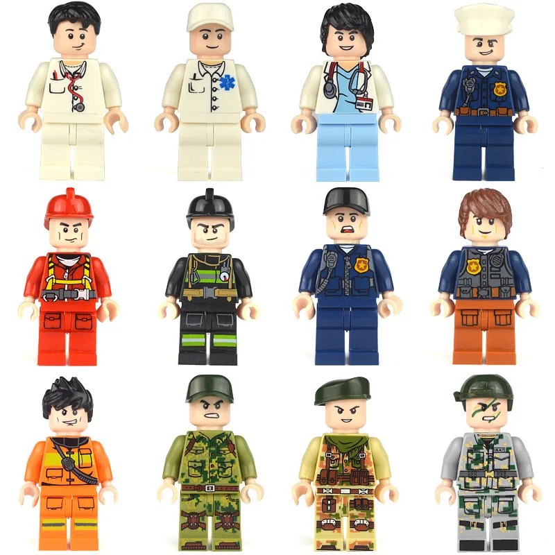 12pcs/lot Cartoon Military Navy Firefighter Figure Set Doctor Nurse Legoingly Model Building Blocks kits Brick Toys For Children
12pcs/lot Cartoon Military Navy Firefighter Figure Set Doctor Nurse Legoingly Model Building Blocks kits Brick Toys For Children