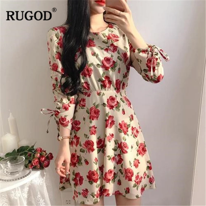 RUGOD 2019 Summer Women Floral Mini Dress O-neck Drawstring Sleeves Tunic A-line Vestidos Sweet Gentle Korean Style Modis Dress
RUGOD 2019 Summer Women Floral Mini Dress O-neck Drawstring Sleeves Tunic A-line Vestidos Sweet Gentle Korean Style Modis Dress