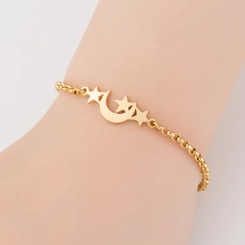 Gold Stainless Steel Star Moon Bracelets for Women Everyday Jewellery Charm Bracelet Femme Wedding Gift Bracelets for Women
Gold Stainless Steel Star Moon Bracelets for Women Everyday Jewellery Charm Bracelet Femme Wedding Gift Bracelets for Women