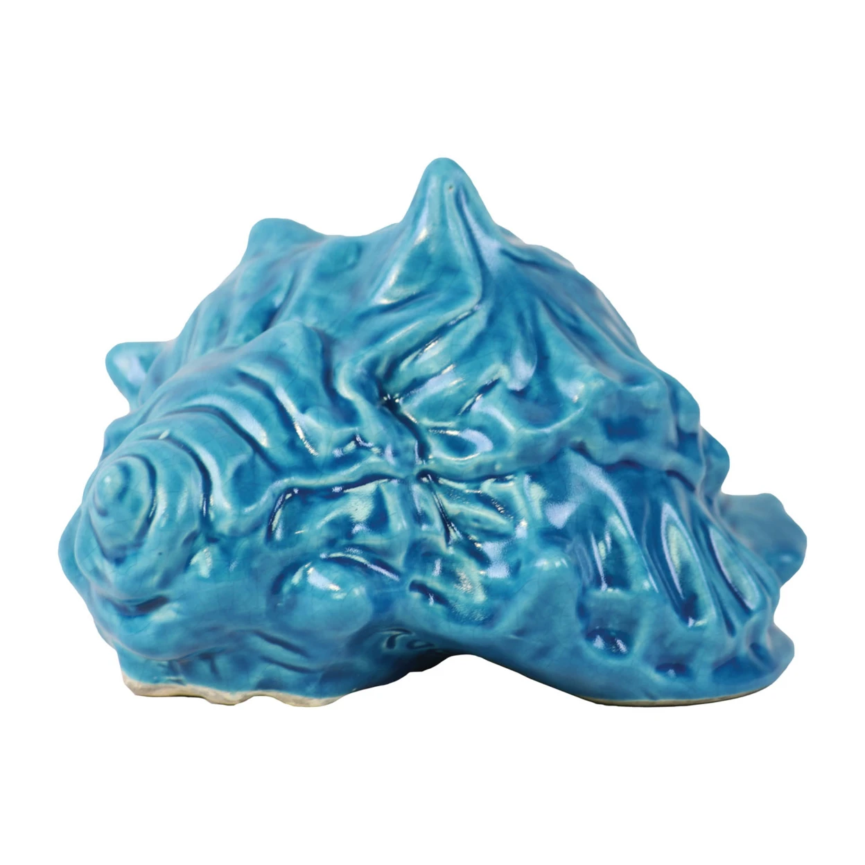 Urban Trends Ceramic Conch Seashell Figurine Matte Finish Deep Sky Blue