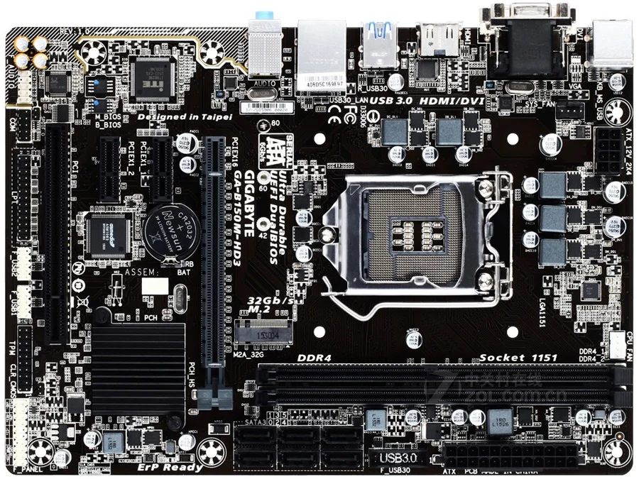 Gigabyte GA-B150M-HD3 Desktop Motherboard B150M-HD3 B150 LGA 1151 Core i7 i5 i3 DDR4 32G SATA3 USB3.0 VGA DVI HDMI M.2 Micro-ATX
Gigabyte GA-B150M-HD3 Desktop Motherboard B150M-HD3 B150 LGA 1151 Core i7 i5 i3 DDR4 32G SATA3 USB3.0 VGA DVI HDMI M.2 Micro-ATX