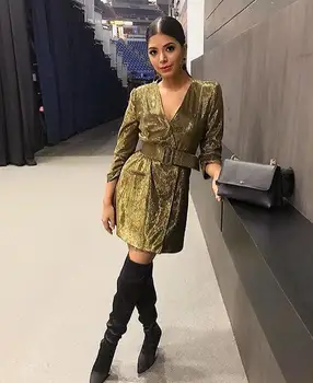 Women Dress A-line Vadim Plus Size Spring 2020 New European And American Beautiful Girl Metal V-necktie Dresses Slimming Party
Women Dress A-line Vadim Plus Size Spring 2020 New European And American Beautiful Girl Metal V-necktie Dresses Slimming Party