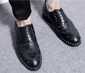 Hair stylist leather low cut carved leather shoes rivets increase round toe lace-up dress shoes British simple all match oxfords
Hair stylist leather low cut carved leather shoes rivets increase round toe lace-up dress shoes British simple all match oxfords