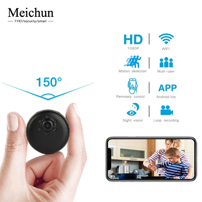 MEICHUN Mini Wifi Camera IP Wireless Home Security Small CCTV Infrared Night Vision Body Motion Detection Voice Video Recorder
MEICHUN Mini Wifi Camera IP Wireless Home Security Small CCTV Infrared Night Vision Body Motion Detection Voice Video Recorder