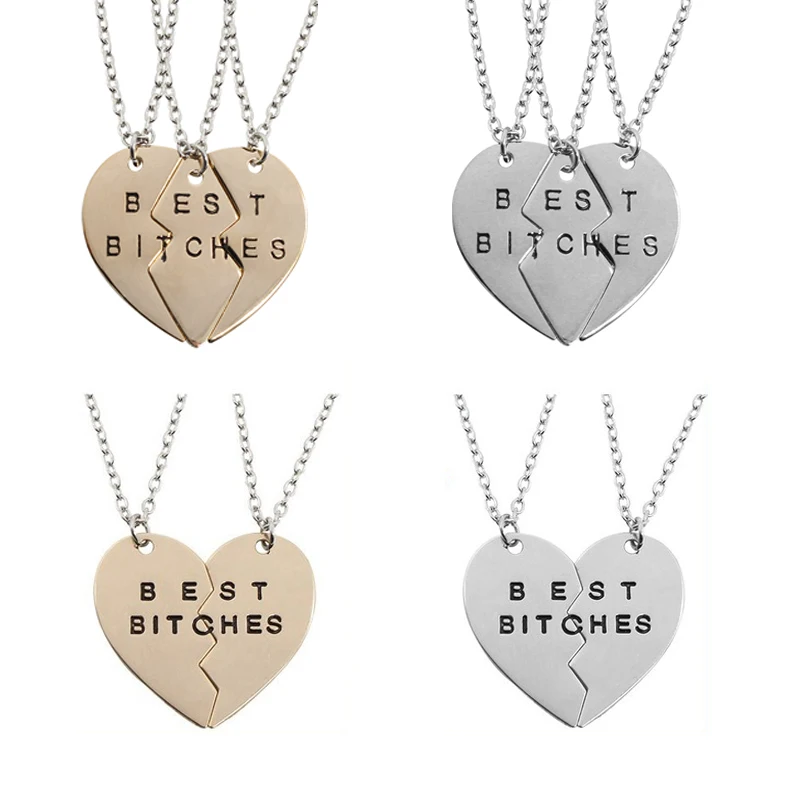 Best Bitches Pendants Necklace For Women Gold Silver Two Sets / Three Sets Of Hearts Mosaic Necklace Jewelry Gift Of Friendship
Best Bitches Pendants Necklace For Women Gold Silver Two Sets / Three Sets Of Hearts Mosaic Necklace Jewelry Gift Of Friendship
