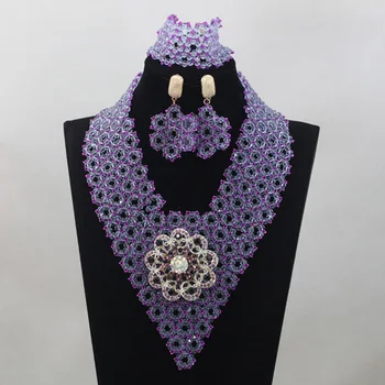 Hot Lilac African Wedding Bridal Beads Jewelry Set Handmade Weaved Crystal Statement Customized Necklace Set Free Ship QW328
Hot Lilac African Wedding Bridal Beads Jewelry Set Handmade Weaved Crystal Statement Customized Necklace Set Free Ship QW328