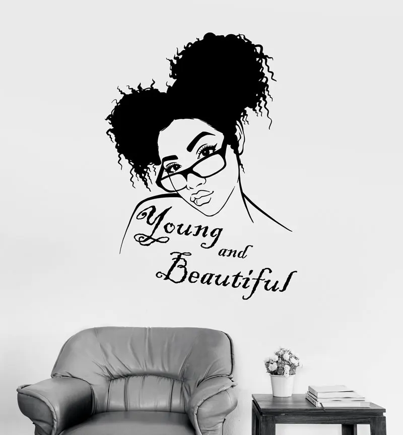 Vinyl wall applique African cool girl hairstyle wearing glasses sticker girl bedroom wall decoration living room decoration NH03
Vinyl wall applique African cool girl hairstyle wearing glasses sticker girl bedroom wall decoration living room decoration NH03