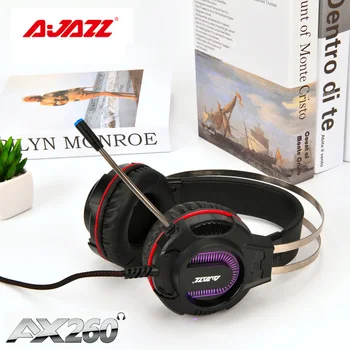 

AJAZZ AX260 Stereo Noise Cancelling Gaming Headset Gamer Earphone with Microphone Mic LED Headphone for Computer Laptop Music