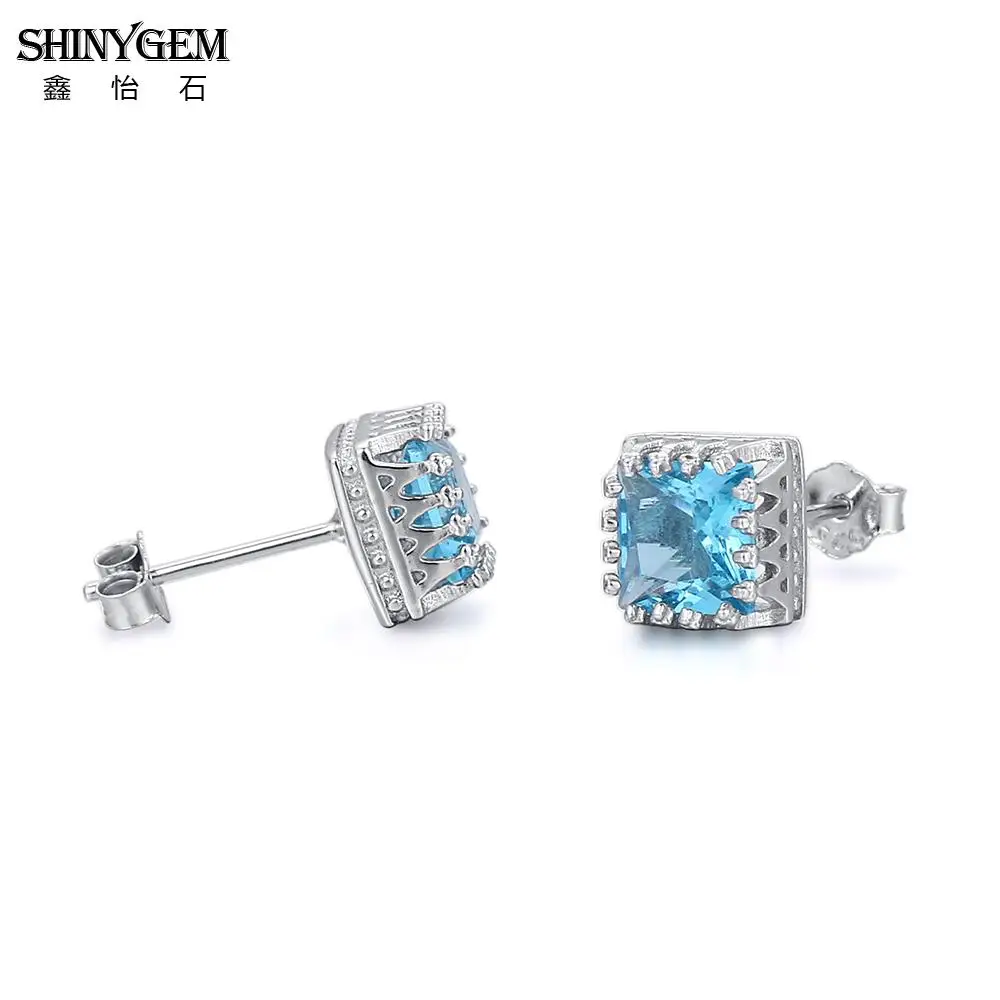 ShinyGem Sea Blue Crystal Earrings Romantic Small Gem Stone Earrings Fashion Square 925 Sterling Silver Stud Earrings For Women
ShinyGem Sea Blue Crystal Earrings Romantic Small Gem Stone Earrings Fashion Square 925 Sterling Silver Stud Earrings For Women