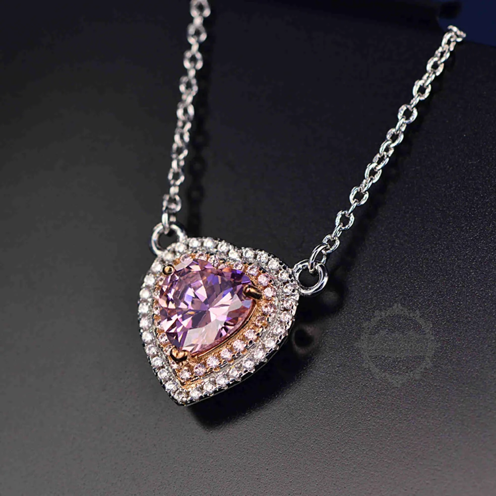 Женское Ожерелье с фианитами серебристое/розовое большое свадебное ожерелье 18