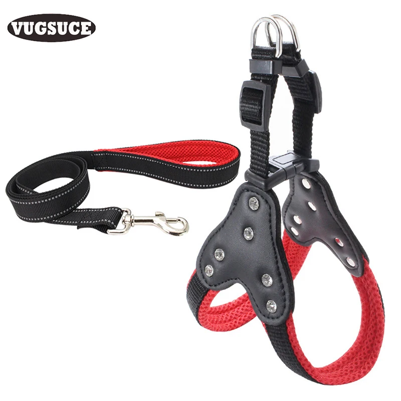 VUGSUCE Rhinestones Mesh Dog Cat Leash Harness Set Breathable Soft Pet Dog Harness Leads for Small Dogs Puppy Supplies 6 Colors
VUGSUCE Rhinestones Mesh Dog Cat Leash Harness Set Breathable Soft Pet Dog Harness Leads for Small Dogs Puppy Supplies 6 Colors