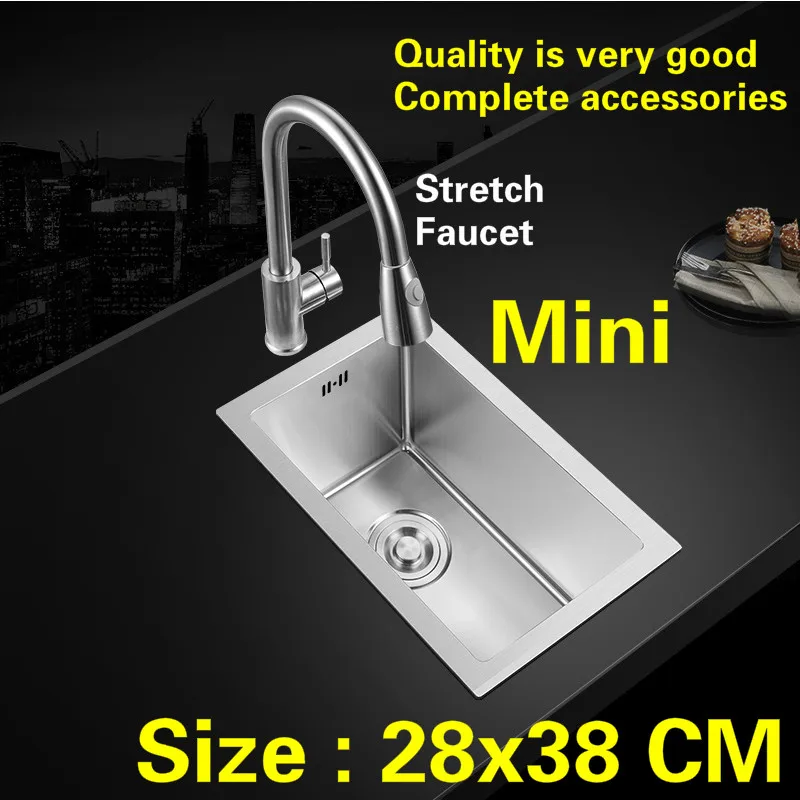 

Free shipping Balcony Kitchen manual sink single trough apartment do the dishes standard 304 stainless steel hot sell 28x38 CM