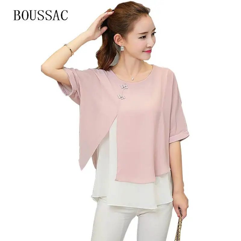 New Fashion 2018 Summer Loose Casual Women Chiffon Blouses Shirt Batwing Sleeve Two Layer Ladies Tops Buttons Blusas Clothing
New Fashion 2018 Summer Loose Casual Women Chiffon Blouses Shirt Batwing Sleeve Two Layer Ladies Tops Buttons Blusas Clothing