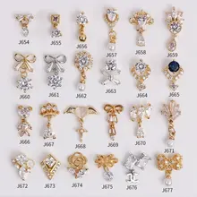 10 unids/lote 3D borla colgante de aleación de Arte de uñas de circón de cristal de diamantes de imitación perla manicura accesorios para uñas decoración uñas encantos(China)