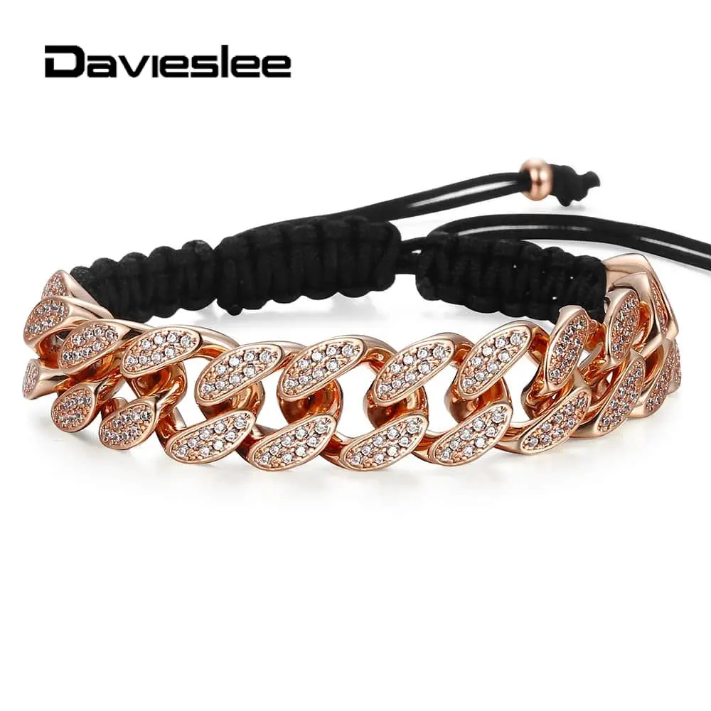 Womens Mens Bracelets Paved Crystal CZ Cuban Link Chain Adjustable Braided Leather Bracelet for Mens Womens Copper LGBM104
Womens Mens Bracelets Paved Crystal CZ Cuban Link Chain Adjustable Braided Leather Bracelet for Mens Womens Copper LGBM104