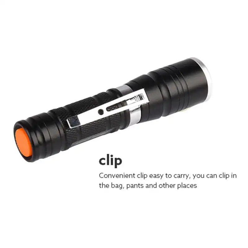 Multi Functional Mini Zoom Clip Flashlight Simple Coveient Structure Take Place powerful led flashlight rechargeable #4A29 (1)