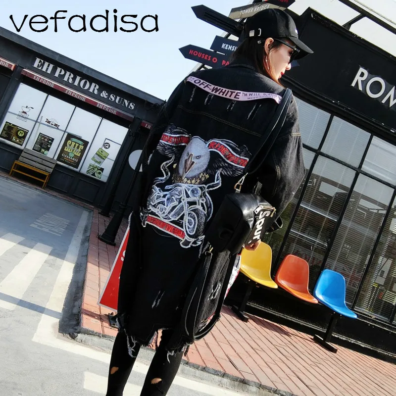 Vefadisa Women Eagle Denim Jacket 2018 Autumn Women Long Windproof Black Denim Jacket Unique Hole Jacket DQ0174
Vefadisa Women Eagle Denim Jacket 2018 Autumn Women Long Windproof Black Denim Jacket Unique Hole Jacket DQ0174