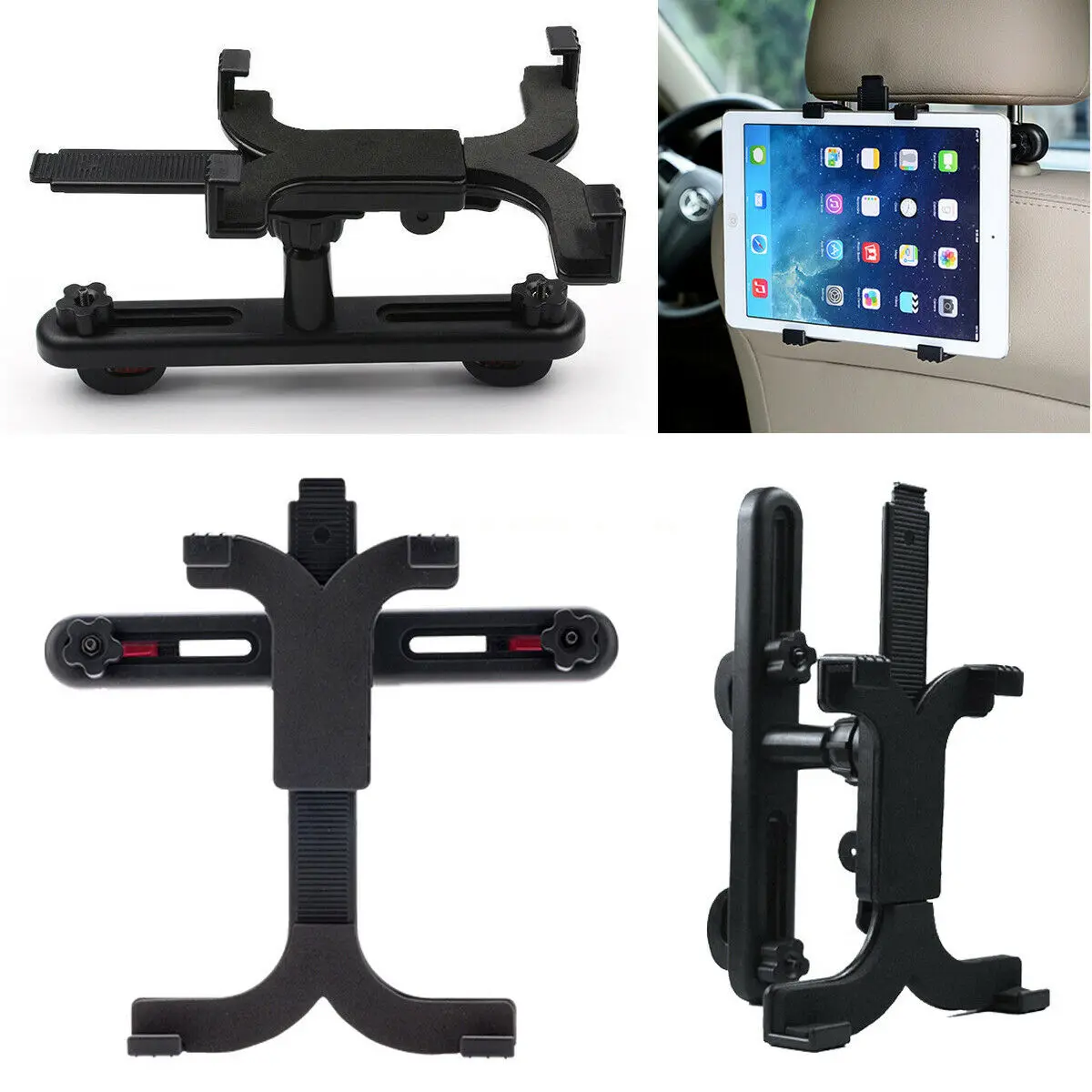 

360 Rotating In Car Seat Back Headrest Ebook Mount Holder 7"-11" Tablet Stands Bracket for Apple iPad for Samsung Galaxy Tab