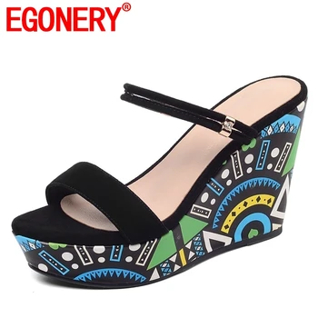EGONERY shoes woman 2019 summer fashion sexy mixed colors kid suede woman slippers outside super high wedges platform sandals
EGONERY shoes woman 2019 summer fashion sexy mixed colors kid suede woman slippers outside super high wedges platform sandals