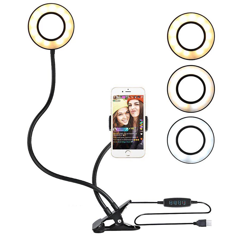 Selfie LED Ring Light with Cell Phone Mobile Holder/Stand for Youtube Live Stream Makeup Camera Lamp for iPhone X Android
Selfie LED Ring Light with Cell Phone Mobile Holder/Stand for Youtube Live Stream Makeup Camera Lamp for iPhone X Android
