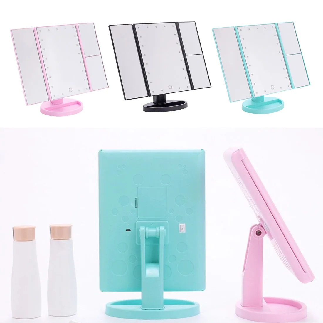 Desktop Touch-Lighting Up Touch Screen Magnifiying 3 Folding Adjustable Beauty Mirror Makeup with LED Light Mirror.
Desktop Touch-Lighting Up Touch Screen Magnifiying 3 Folding Adjustable Beauty Mirror Makeup with LED Light Mirror.