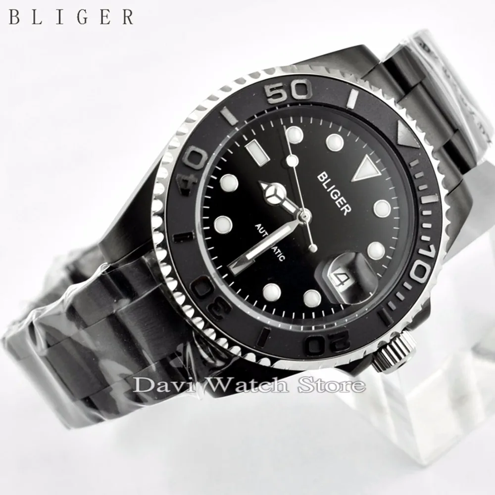 40MM BILGER BLACK CERAMIC BEZEL LUMINOUS HANDS DIAL SAPPHIRE AUTOMATIC DATE MENS WATCH
40MM BILGER BLACK CERAMIC BEZEL LUMINOUS HANDS DIAL SAPPHIRE AUTOMATIC DATE MENS WATCH