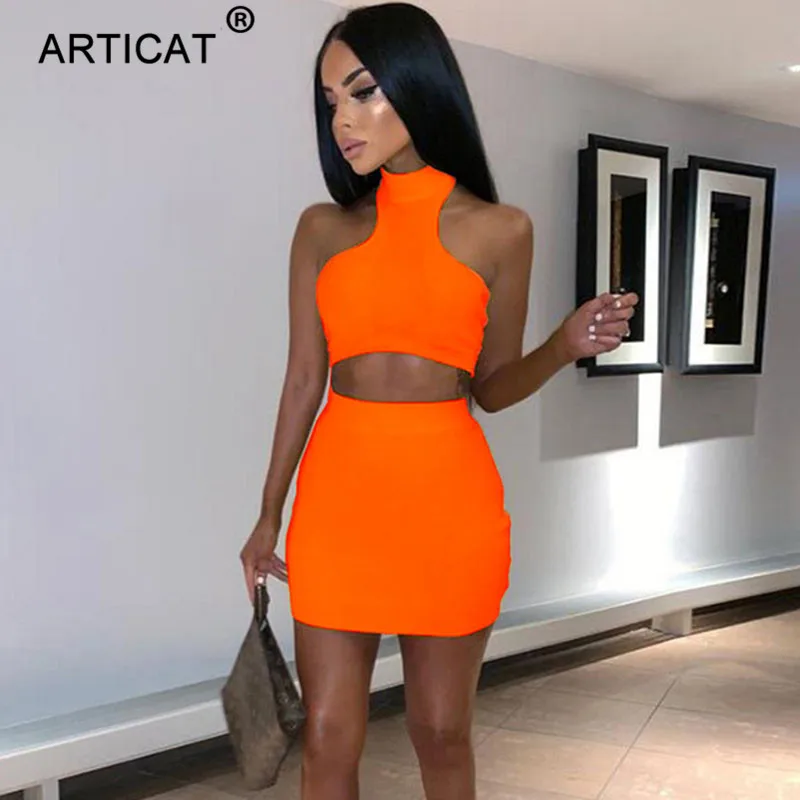 Articat Ribbed Knitted Sexy Summer Dress 2019 Two Piece Halter High Waist Cropped Party Dress Neon Ladies Casual Short Dress
Articat Ribbed Knitted Sexy Summer Dress 2019 Two Piece Halter High Waist Cropped Party Dress Neon Ladies Casual Short Dress