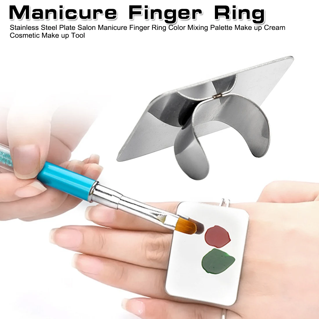 1pc Finger Ring Color Palette Make up Cream Foundation Mixing Palette Cosmetic Make up Tool Stainless Steel Plate
1pc Finger Ring Color Palette Make up Cream Foundation Mixing Palette Cosmetic Make up Tool Stainless Steel Plate