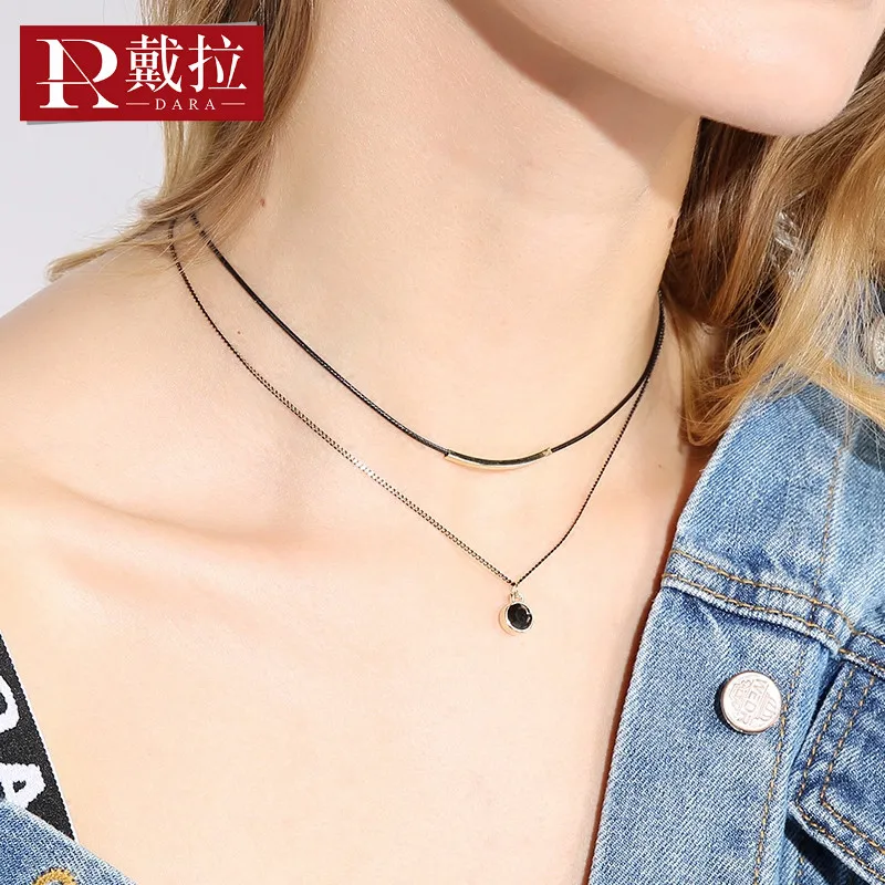 DARA High Quality Black Crystal Pendant Choker Necklace Gold Color Chain Necklace For Women Clothing Accessories X812
DARA High Quality Black Crystal Pendant Choker Necklace Gold Color Chain Necklace For Women Clothing Accessories X812