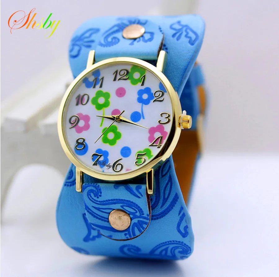 New Printed leather Bracelet Wristwatch Wide band women dress Watch colorful flowers Fashion Women Casual Watch girl's gift
New Printed leather Bracelet Wristwatch Wide band women dress Watch colorful flowers Fashion Women Casual Watch girl's gift