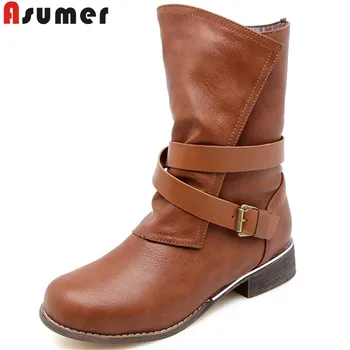 ASUMER 2020 new arrival boots women round toe buckle classic motorcycle boots low heels round toe ladies mid calf boots
ASUMER 2020 new arrival boots women round toe buckle classic motorcycle boots low heels round toe ladies mid calf boots