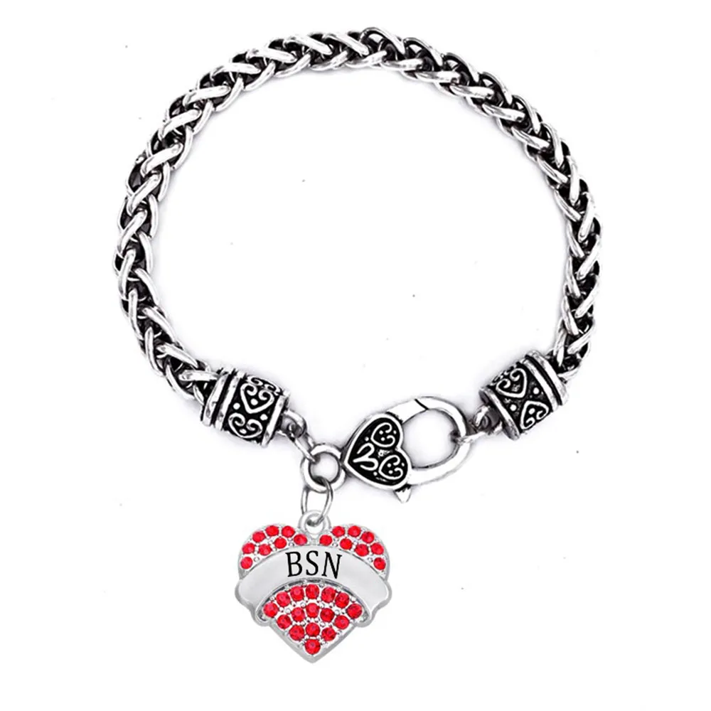 DOUBLE NOSE Doctor Medical Sign Jewelry Heart Rhinestone Charm BSN Bracelets For Nurse | Украшения и аксессуары