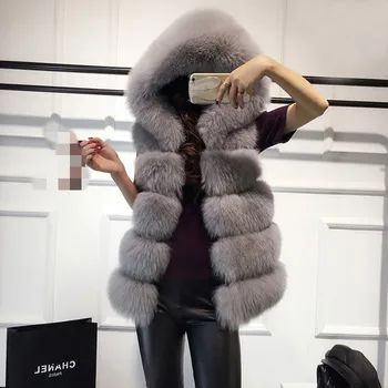2018 New fur vest imitation silver fox fur coat hooded vest vertical stripe medium-long vest large size women faux fur vest coat
2018 New fur vest imitation silver fox fur coat hooded vest vertical stripe medium-long vest large size women faux fur vest coat