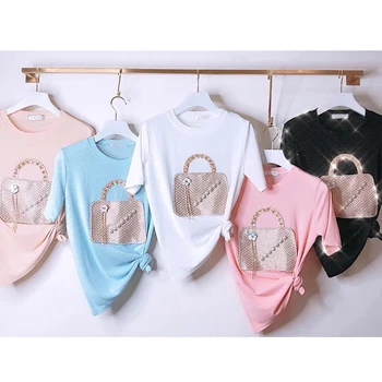 New Summer Fashion Loose Women Pullovers Top Beading Bags Printing Sequins Short Sleeve T-shirts All-match Female Tshirts
New Summer Fashion Loose Women Pullovers Top Beading Bags Printing Sequins Short Sleeve T-shirts All-match Female Tshirts