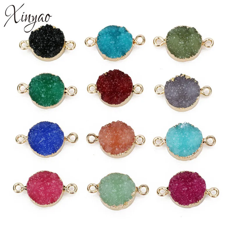 XINYAO 5Pcs/lot 14 Colors Round Resin Stone Charms Diameter 13.5mm Colorful Druzy Quartz Connector Charms For Diy Jewelry Making
XINYAO 5Pcs/lot 14 Colors Round Resin Stone Charms Diameter 13.5mm Colorful Druzy Quartz Connector Charms For Diy Jewelry Making