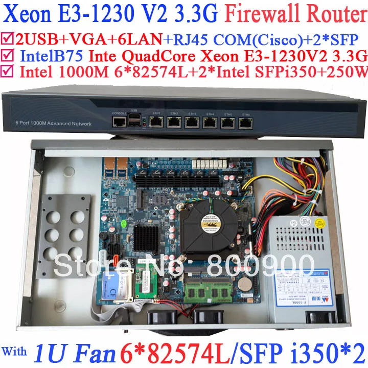 Industrial 1U soft routing Quad Core Xeon E3-1230 V2 3.3Ghz Barebone with 8 Ports 6*1000M 82574L Gigabit Nics 2* intel i350 SFP
Industrial 1U soft routing Quad Core Xeon E3-1230 V2 3.3Ghz Barebone with 8 Ports 6*1000M 82574L Gigabit Nics 2* intel i350 SFP