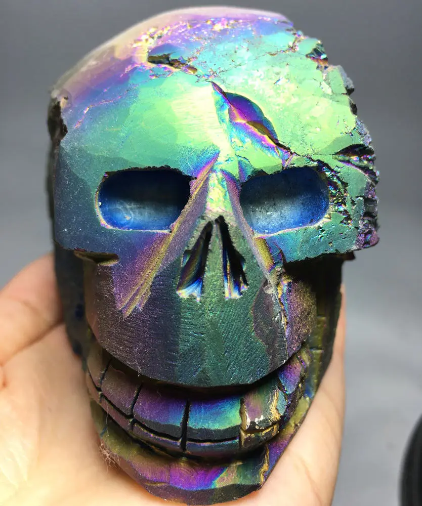 812g Purple & Blue Aura Natural Carving Skull Titanium Silicon Rainbow CRYSTAL healing crystals
812g Purple & Blue Aura Natural Carving Skull Titanium Silicon Rainbow CRYSTAL healing crystals