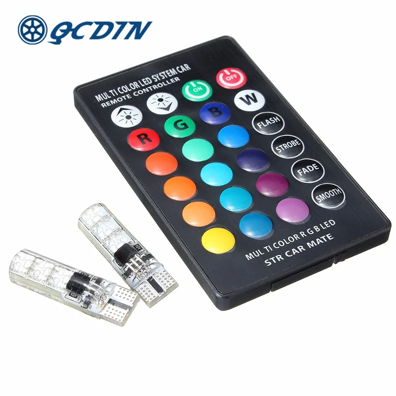 QCDIN 2PCS T10 W5W LED Canbus Car RGB Signal Light Bulb Remote Control Reading Wedge Light Ultra Bright 6SMD 5050 12V 2.7W
QCDIN 2PCS T10 W5W LED Canbus Car RGB Signal Light Bulb Remote Control Reading Wedge Light Ultra Bright 6SMD 5050 12V 2.7W