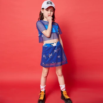 Girls Jazz Dance Costumes Children'S Day Hip Hop Clothing Blue Short Sleeve And Shorts Cheerleader Costume Kids Outfit DQS1497
Girls Jazz Dance Costumes Children'S Day Hip Hop Clothing Blue Short Sleeve And Shorts Cheerleader Costume Kids Outfit DQS1497