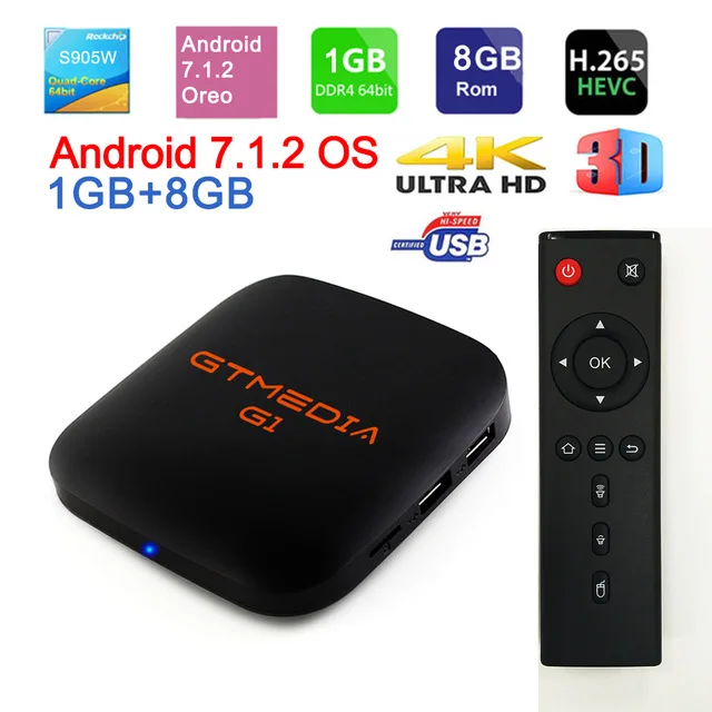 GTmedia G1 HD Receptor Digital Tv Box Satellite Receiver IPTV m3u Android 7.1 4K Youtube S905W Quad Core built in WIFI TV Decode
GTmedia G1 HD Receptor Digital Tv Box Satellite Receiver IPTV m3u Android 7.1 4K Youtube S905W Quad Core built in WIFI TV Decode