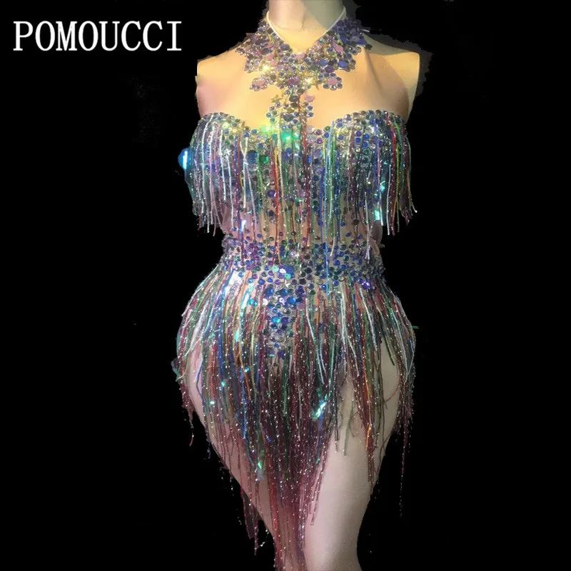 2019 New Women Multicolor Tassel Sexy Bodysuit Party Bar Stage Outfits Nightclub DJ Singer Performance Costume Dance Wears
2019 New Women Multicolor Tassel Sexy Bodysuit Party Bar Stage Outfits Nightclub DJ Singer Performance Costume Dance Wears
