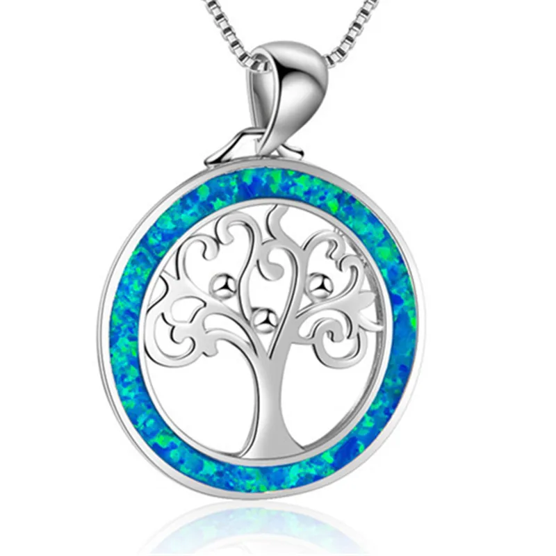 Unique Round Blue Opal Crystal Metal Tree Of Life Pendant Necklace For Women Silver Filled totem Fashion Wedding Jewelry Gift
Unique Round Blue Opal Crystal Metal Tree Of Life Pendant Necklace For Women Silver Filled totem Fashion Wedding Jewelry Gift