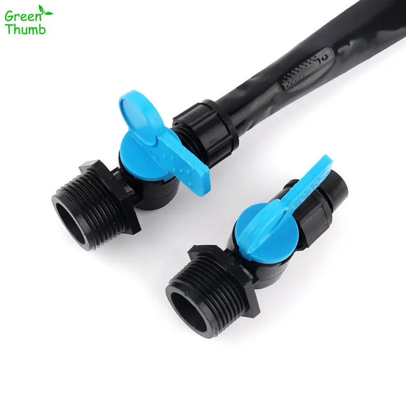 

30pcs 1/2"/3/4"-16mm Male Thread Connector PE Lock Straight Valve For Drip Tape Agricultural Irrigation Blue 90Degree Rotation
