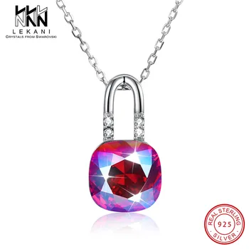 LEKANI Crystals From Swarovski Pendant Necklace For Women Lock Shaped Big Rhinestone Pendants 925 Silver Engagement Jewelry Gift
LEKANI Crystals From Swarovski Pendant Necklace For Women Lock Shaped Big Rhinestone Pendants 925 Silver Engagement Jewelry Gift
