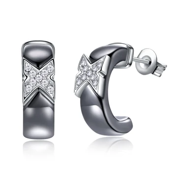 Fine 925 Sterling Silver Stud Earrings Women Fashion Black White Ceramic Zircon S925 Butterfly Earrings Lady Romantic Jewelry 
Fine 925 Sterling Silver Stud Earrings Women Fashion Black White Ceramic Zircon S925 Butterfly Earrings Lady Romantic Jewelry