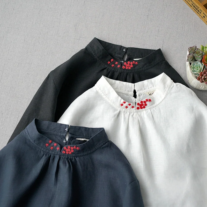 Spring Summer Women Casual Brief All-match Loose Plus Size National Trend Embroidery Pullover Thin Linen Shirts/Blouses
Spring Summer Women Casual Brief All-match Loose Plus Size National Trend Embroidery Pullover Thin Linen Shirts/Blouses