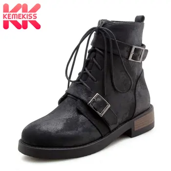 KemeKiss Women Winter Flats Boots Lace Up Warm Fur Shoes Woman Fashion Buckle Ankle Boots Round Toe Punk Shoes Size 33-43
KemeKiss Women Winter Flats Boots Lace Up Warm Fur Shoes Woman Fashion Buckle Ankle Boots Round Toe Punk Shoes Size 33-43