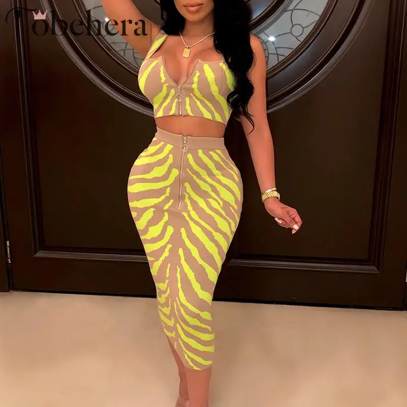 Glamaker Sleeveless zipper summer bodycon dress Women sexy two piece print midi dress Female crop top party club yellow dress
Glamaker Sleeveless zipper summer bodycon dress Women sexy two piece print midi dress Female crop top party club yellow dress